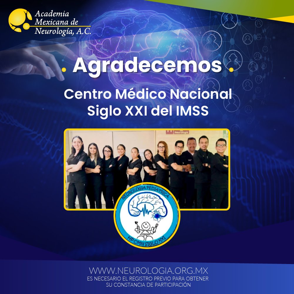 amneurologia's tweet photo. La Academia Mexicana de Neurología agradece al Centro Médico Nacional Siglo XXI del IMSS  por su participación en nuestra Sesión Clínico Patológica del mes de Marzo. 
¡Muchas Gracias!
@Tu_IMSS
#AMN #SoyAMN #Gracias #Neurology #Marzo2021 https://t.co/Tq1ADr4mkw