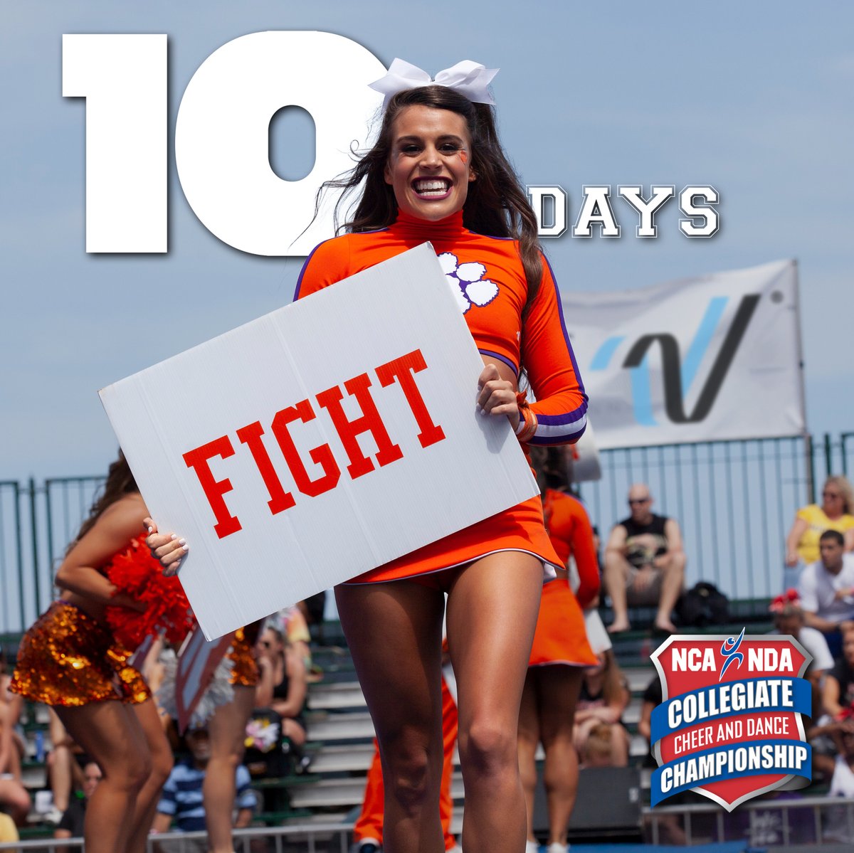 NCAupdates's tweet photo. Go, Fight, 1️⃣0️⃣! #NCAnationals is almost here, show some school pride — comment your school colors below if we'll see you in Daytona. 👇 https://t.co/dtgtwyjDQE