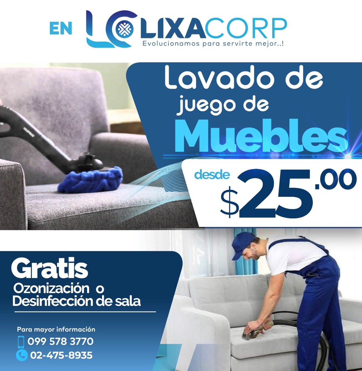 Lixa_Corp's tweet photo. ✍🏻 El lavado de tus muebles a los  mejores precios del mercado en los siguientes tipos.

✅ Modernos
✅Clásicos
✅Tradicionales
✅Modulares
✅Puf 

🚨Por la compra de nuestros servicios, obten gratis ozonización o desinfección de tu sala

Llegamos a todos los sectores de #Quito https://t.co/5z0yQO20eV