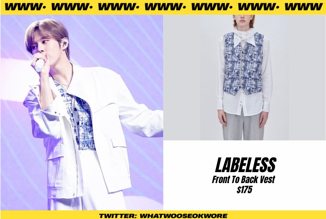 whatwooseokwore's tweet photo. #WHATWOOSEOKWORE 210328 N423 1st Ontact Fan Meeting:

#LABELESS
- Unfinished Jacket
- Front to Back Vest
 
#KIMWOOSEOK #김우석 https://t.co/2ovq06VMdj
