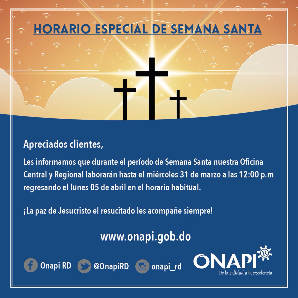 OnapiRD's tweet photo. ¡Aviso!
#ONAPITeInforma https://t.co/c0kGKAT24T