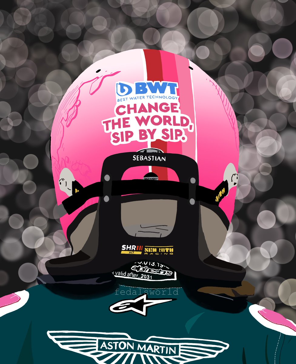 Seb’s helmet 💗💗I think I did the pink a bit too dark but anyway I hope you like it 💚💚💚 
#Vettel #IAMF1 @AstonMartinF1