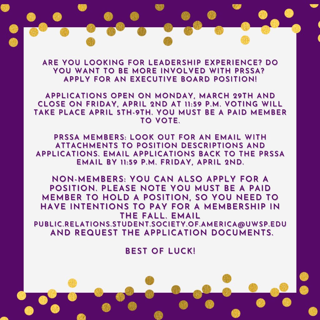 ✨2021-22 PRSSA EXECUTIVE BOARD APPLICATIONS ARE NOW OPEN✨