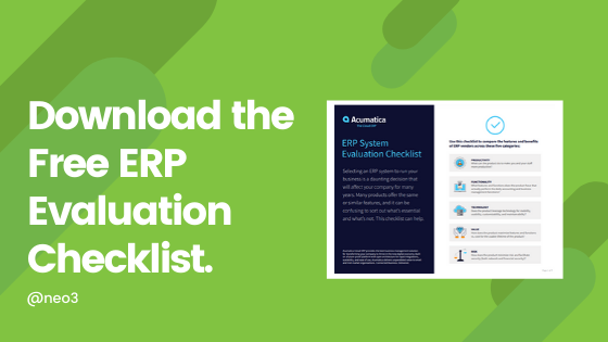 NEO3LLC's tweet photo. Selecting an ERP system to run your business is a daunting decision. Use this ERP evaluation checklist to compare features and benefits and choose the right solution for your company: https://t.co/LwTjX6KDU2 

#ERPConsultants #StayinControl #neo3 https://t.co/0u4EfqTVGG