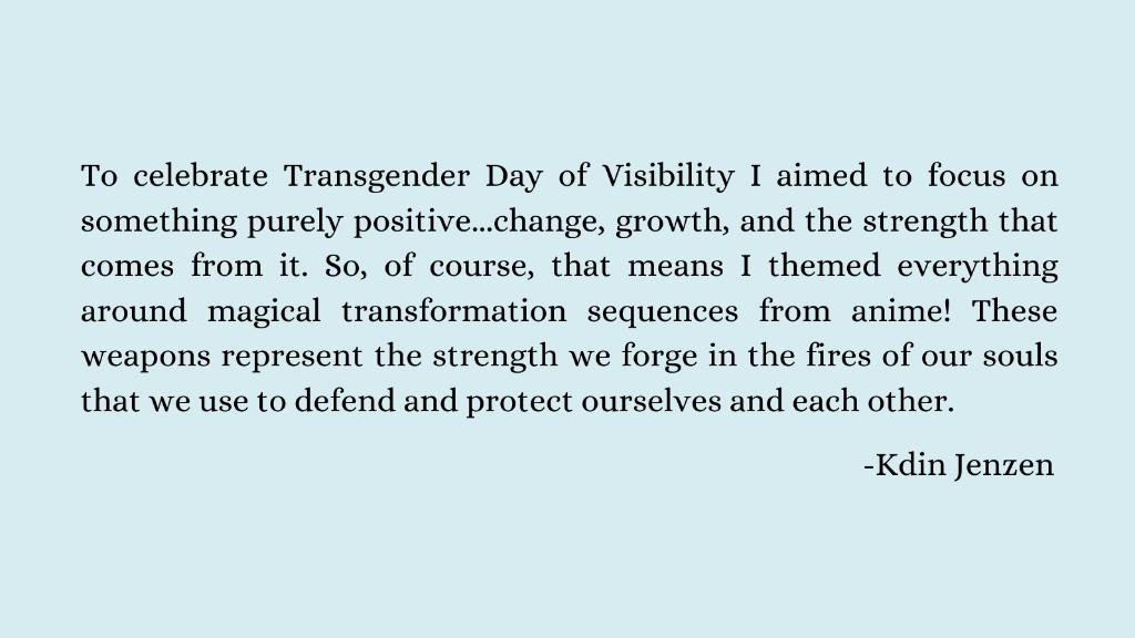 TheRTStore's tweet photo. To celebrate Transgender Day of Visibility, the incredible @KdinJenzen and artist @LilQbits have created a capsule collection inspired by magical transformation sequences from anime. All the profits from this collection will benefit @MPJInstitute! https://t.co/94lP3MUuDh https://t.co/ci3U28FUOX