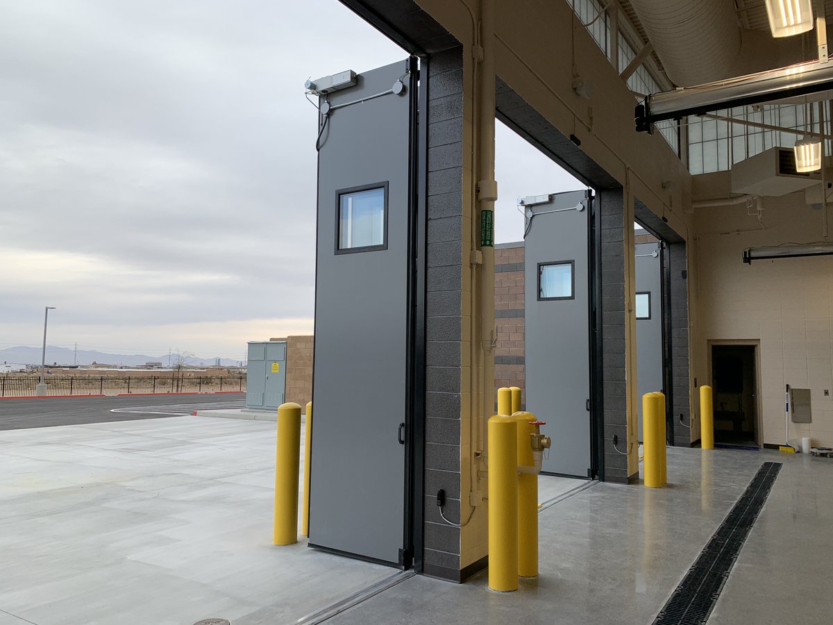 Jewers_Doors's tweet photo. Well done to Jewers Doors (North American Division) on completion of another successful project at 'Clarke County Fire Station' in Las Vegas🚒👩🚒🔥
We supplied 6 sets of our Swift electric #fourfold doors for the new facility at Station 30.
#jewersdoors #firestation #construction https://t.co/lqOwzlLB0L