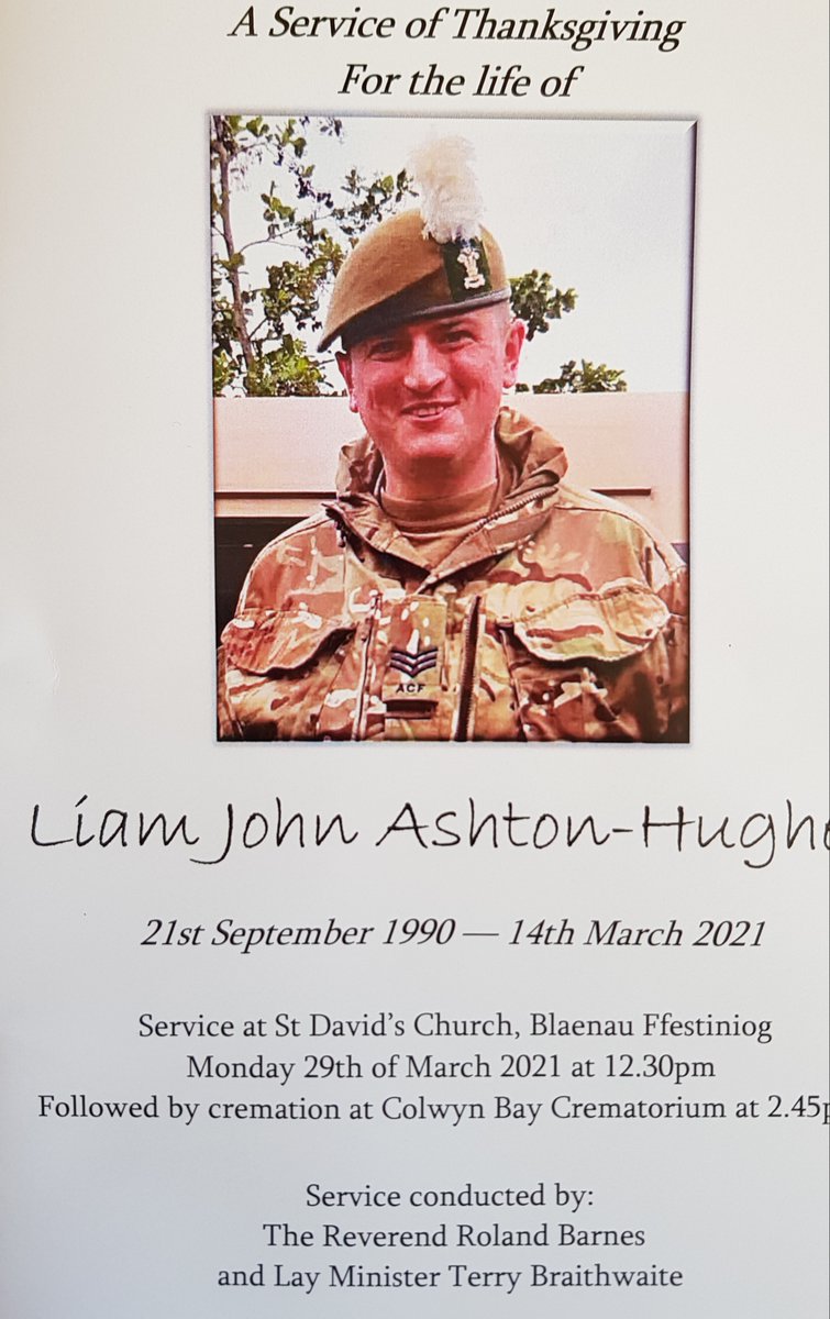 Today we said goodbye to Under Officer Liam Ashton-Hughes.  A brave young man who was dedicated to the Army Cadet Force. He was an inspiration to both cadets and his fellow Adult Volunteers and will not be forgotten.  Rest in Peace Liam.