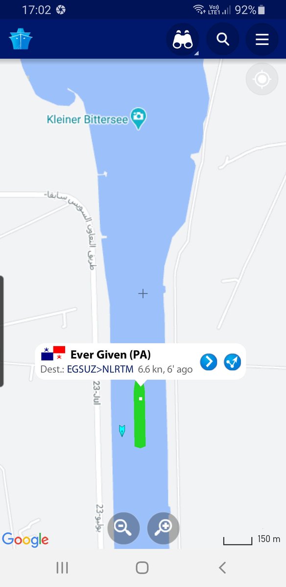 oddwell's tweet image. Ever Given for egen maskin med 6,6 knops fart mot nord