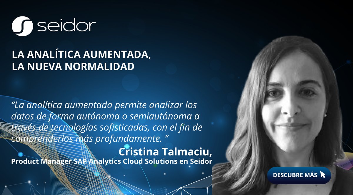 seidor's tweet photo. #Tribuna
🌐 La #analítica aumentada ha abierto todo un campo de posibilidades en las empresas. Para aprovecharla en toda su dimensión, se necesitan un sistema de gobierno de la información sólido y una solución de análisis avanzado de #datos.
🔗 https://t.co/mqgru5lyYD https://t.co/b2QtzkYuUK