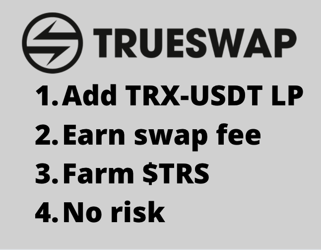 TrueSwapFinance's tweet photo. Are you an LP on @TrueSwapFinance yet?

Earn $TRS with no risk by staking TRX-USDT LP on the Farm -> https://t.co/5NiTsinTfC

#Tron #DeFi #TrueSwap #TRS #TRX 

@justinsuntron @Tronfoundation https://t.co/Bg6U0HUxZ8