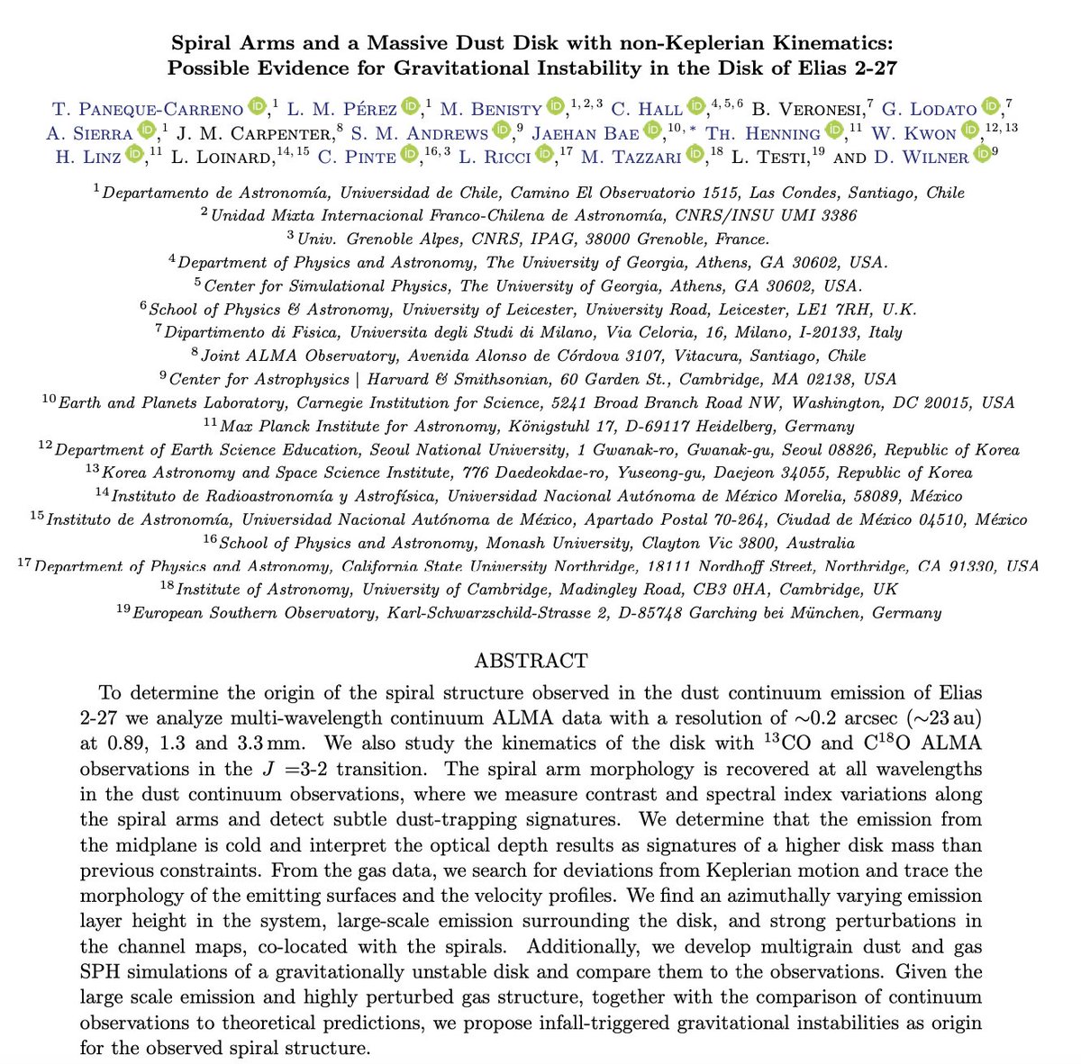 terepaneque's tweet photo. Today I want to send a message to #AcademicTwitter because my first first-author paper is out! https://t.co/NVK9XNpkoK

A multiwavelength and kinematic study of @almaobs data from Elias 2-27. A protoplanetary disk with spiral arms!

Después lo explico en español! #WomenInScience https://t.co/3051tPEgk5