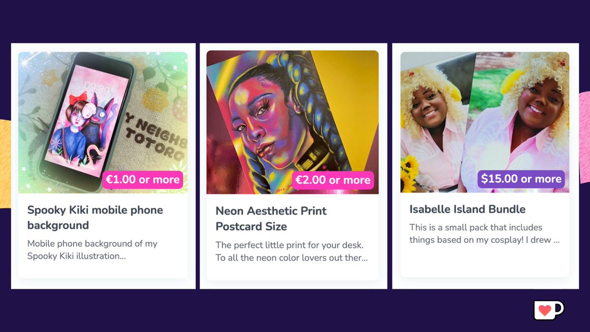 kofi_button's tweet photo. Offering a βpay what you wantβ option is a great way to make sure nobody is excluded from buying your products!
Featured Creators: @yellowlodgeart, @MidnightPursona
Download the free #KofiGuide π https://t.co/b80UUmP1u7 https://t.co/CJSeEsBCIm