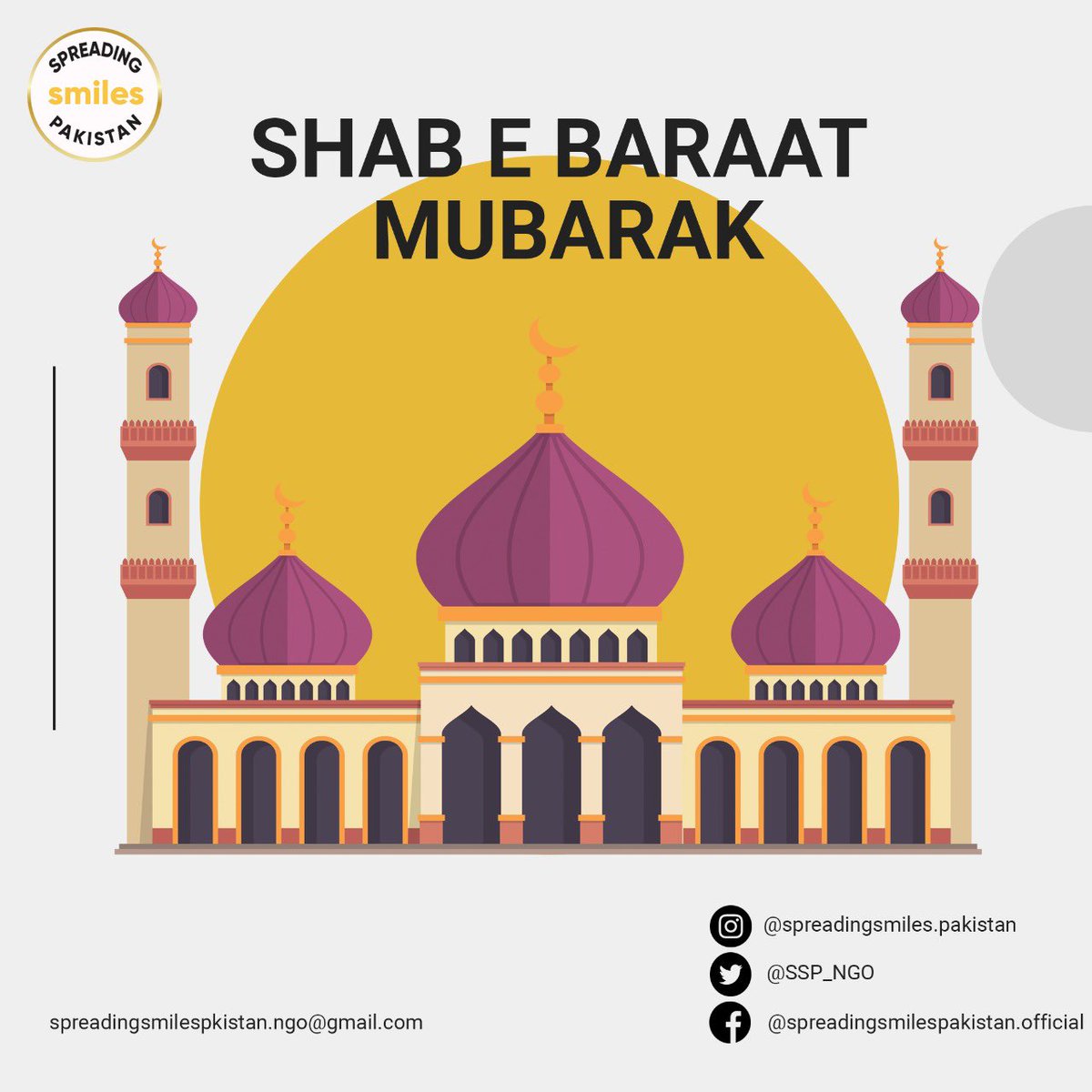 SSP_NGO's tweet photo. TEAM SSP wishes everyone Shab e baraat Mubarak ❤️ 

May Allah accept our prayers and good deeds. Ameen 

#Shabebaraat #spreadingsmilespakistan #SSP #karachi #pakistan #lahore #islamabad #NGO #NPO #help #donate https://t.co/DjqJUWclL3
