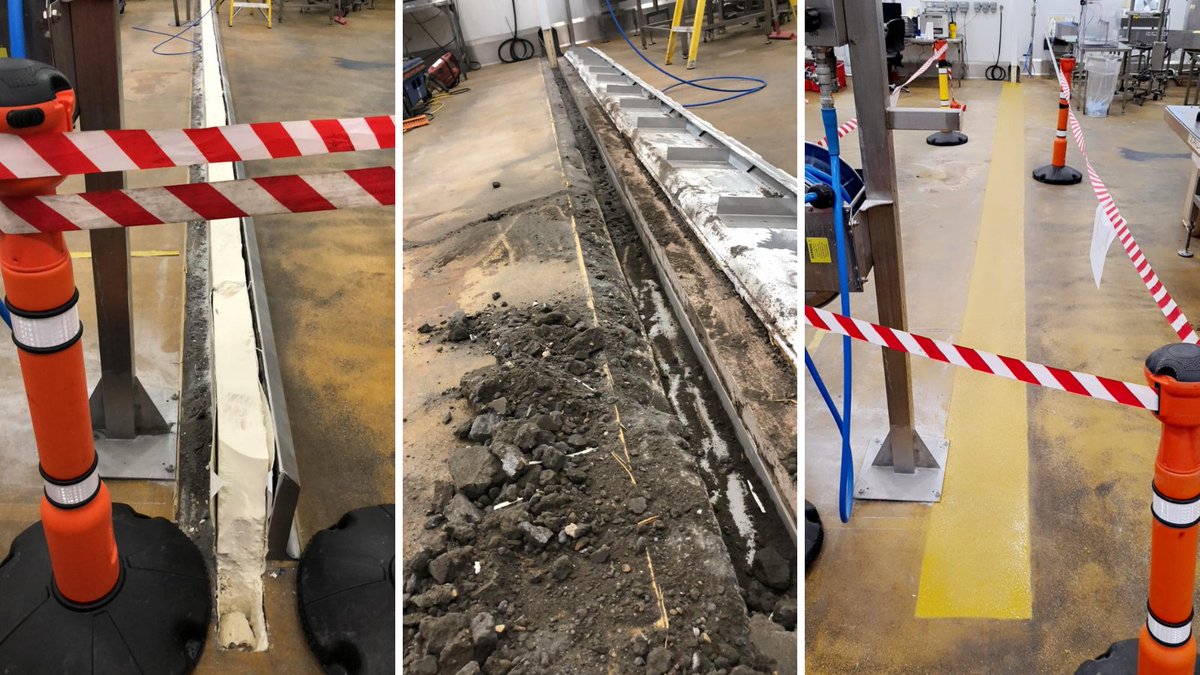 kdhprojects's tweet photo. Need a wall taking down? No problem! During this project, we demolished a wall, took the Kerb out &amp; reinstated the concrete floor to finish with the new @FoodCrete resin floor #kerbing #construction #foodindustrycontruction #foodindustry #foodanddrink #kdhprojects #Foodcrete https://t.co/W38EWk0ok7