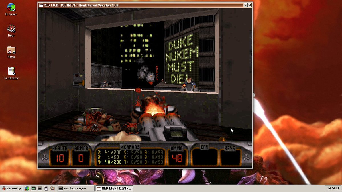 My favorite thing about growing up is finally having the skills to do things I only dreamed of as a kid.

Today my inner 12-year old is extremely excited to be playing Duke Nukem 3D on a '90s themed operating system I built myself (with a little help from my friends!) 🤓☣️🐞