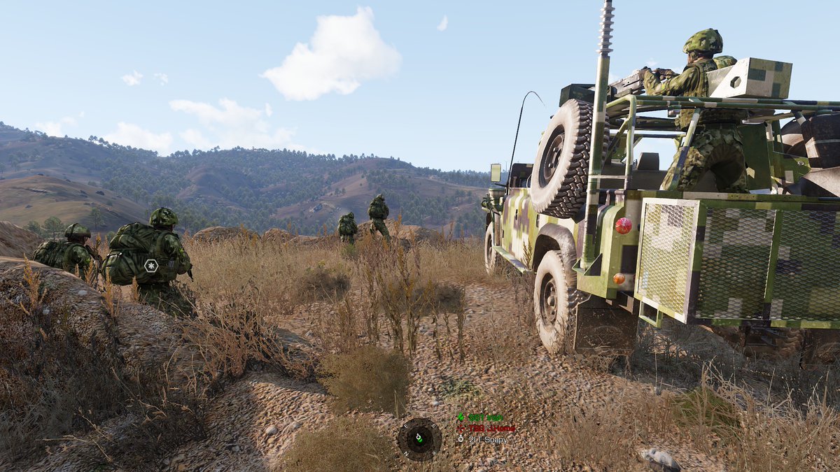 48thInfantry's tweet photo. On Saturday, the @48thInfantry division of the Altis Armed Forces, moved to the North West of the country to seize and secure enemy strongholds. Titan were able to perform their objective at great speed with the use of their armoured Land Rovers. Great work lads! #Arma3 https://t.co/TkCS3fu7vm