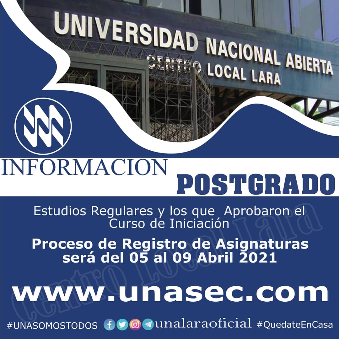 UNALARAOFICIAL's tweet photo. 👉🏻 Proceso de selección de asignaturas de estudios regulares y los que aprobaron el curso de iniciación 2021-1
🗓 Del 05 al 09 de Abril
#venezuela #barquisimeto #lara #inscripciones #universidad #una
#estudio #estudia #clasesonline #educaciónadistancia #unalara #postgrados https://t.co/dJrdYXSzfl