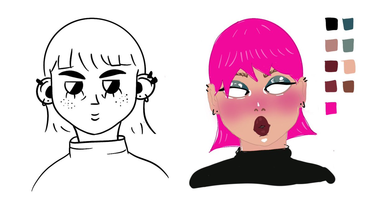 MeyaWarrick's tweet photo. trying to challenge myself by changing up my art style in @procreate. here are two more styles and i can’t wait to sketch more! https://t.co/EvV3LMqdgF