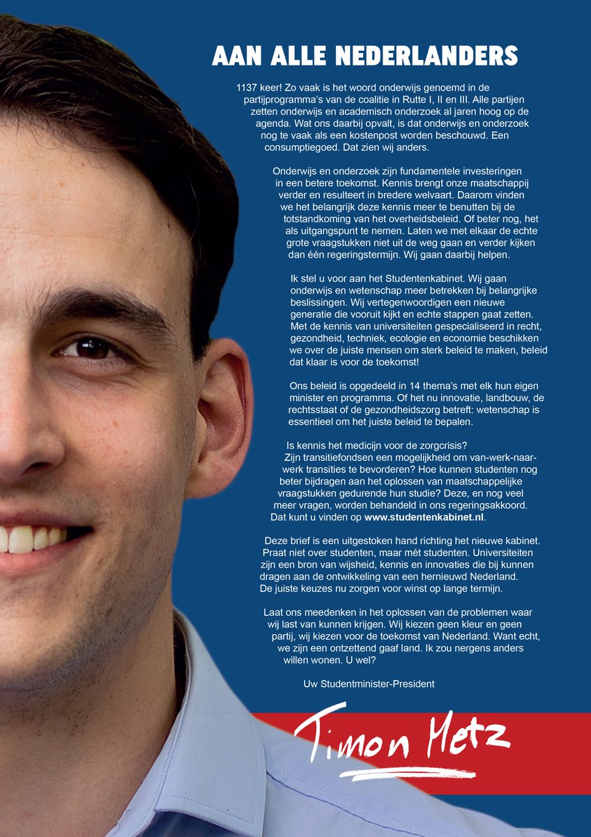 MetzTimon's tweet photo. Mijn brief, aan NL. #studentenkabinet #klaarvoordetoekomst https://t.co/3mxl3vXSDT
