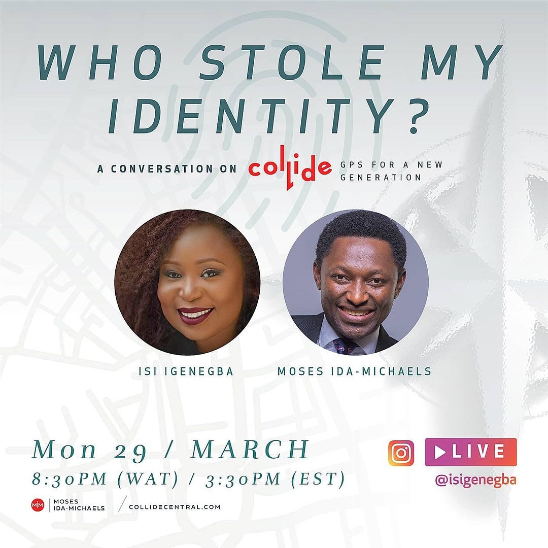 CollideCentral's tweet photo. If your worth - that "who you are" is hinged on what the world makes of it, you will face identity danger. Join us today as we discuss "Identity Theft".
#collide# #collidecentral #mosesidamichaels #collidecentral #identitytheft ##motivation #motivationalmonday https://t.co/jSGSqXwKhE