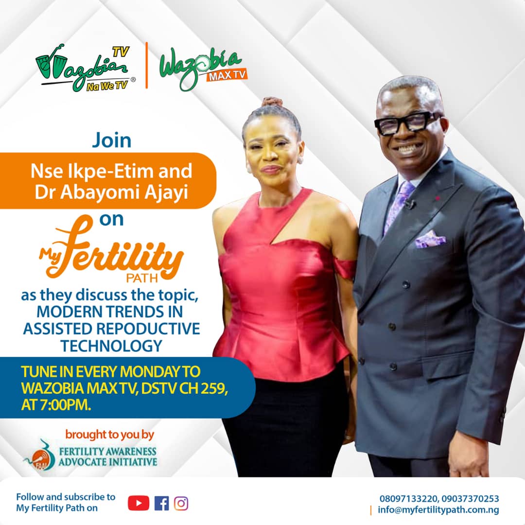 fertilitypath's tweet photo. Don't miss out on the next episode of My Fertility Path showing today on Wazobia TV (DStv channel 259, Gotv 98, and StarTimes 195).

Topic - Modern Trends In Assisted Reproductive Technology

Time - 7 pm

#MyFertilityPath #Fertilitypreservation #fertilityawareness https://t.co/RrDA16MzSK