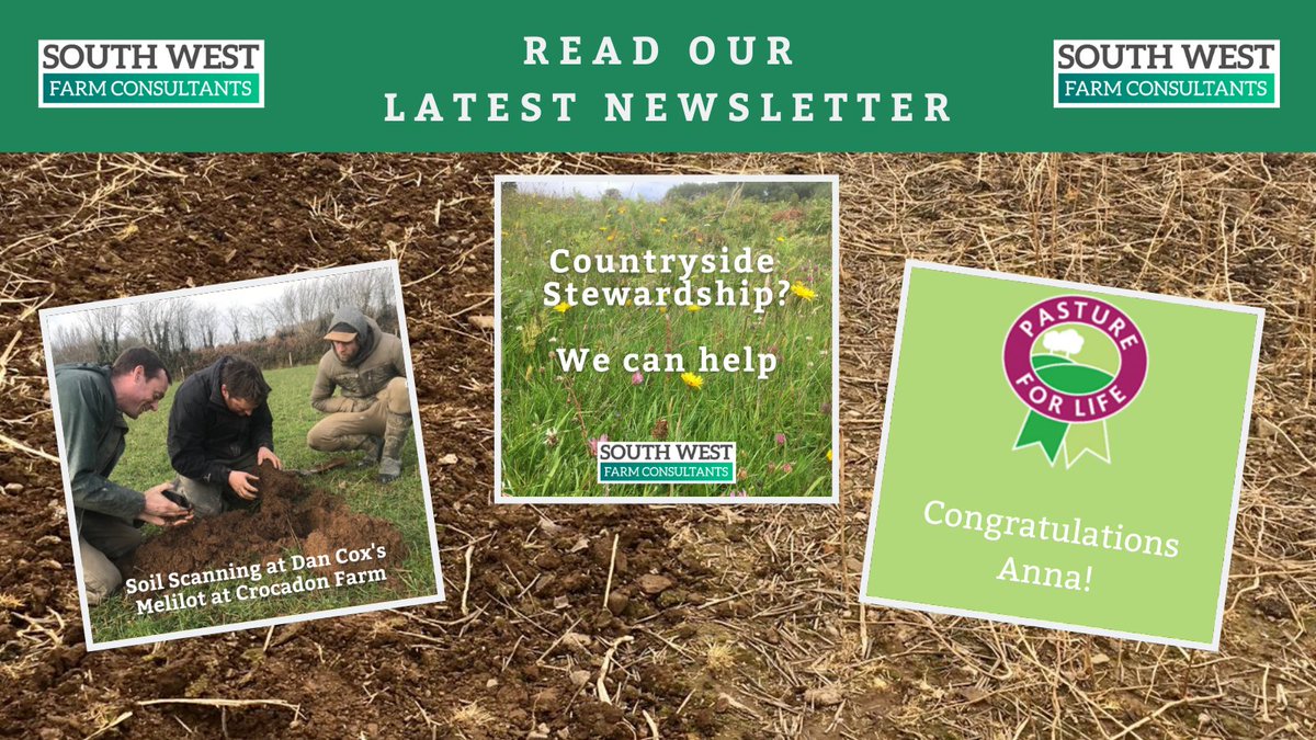 SWFConsultant's tweet photo. Read our latest eNewsletter, including #soilscanning trials at @ChefDanCox farm, Anna's @PastureForLife honour, & Countryside Stewardship. Click on the link below to read & subscribe! π https://t.co/S2uypLnQ7U
#regenreativeag #soilhealth #soil @TVAONB @FarmC02Toolkit #farmingUK https://t.co/1DQNj3cAL2