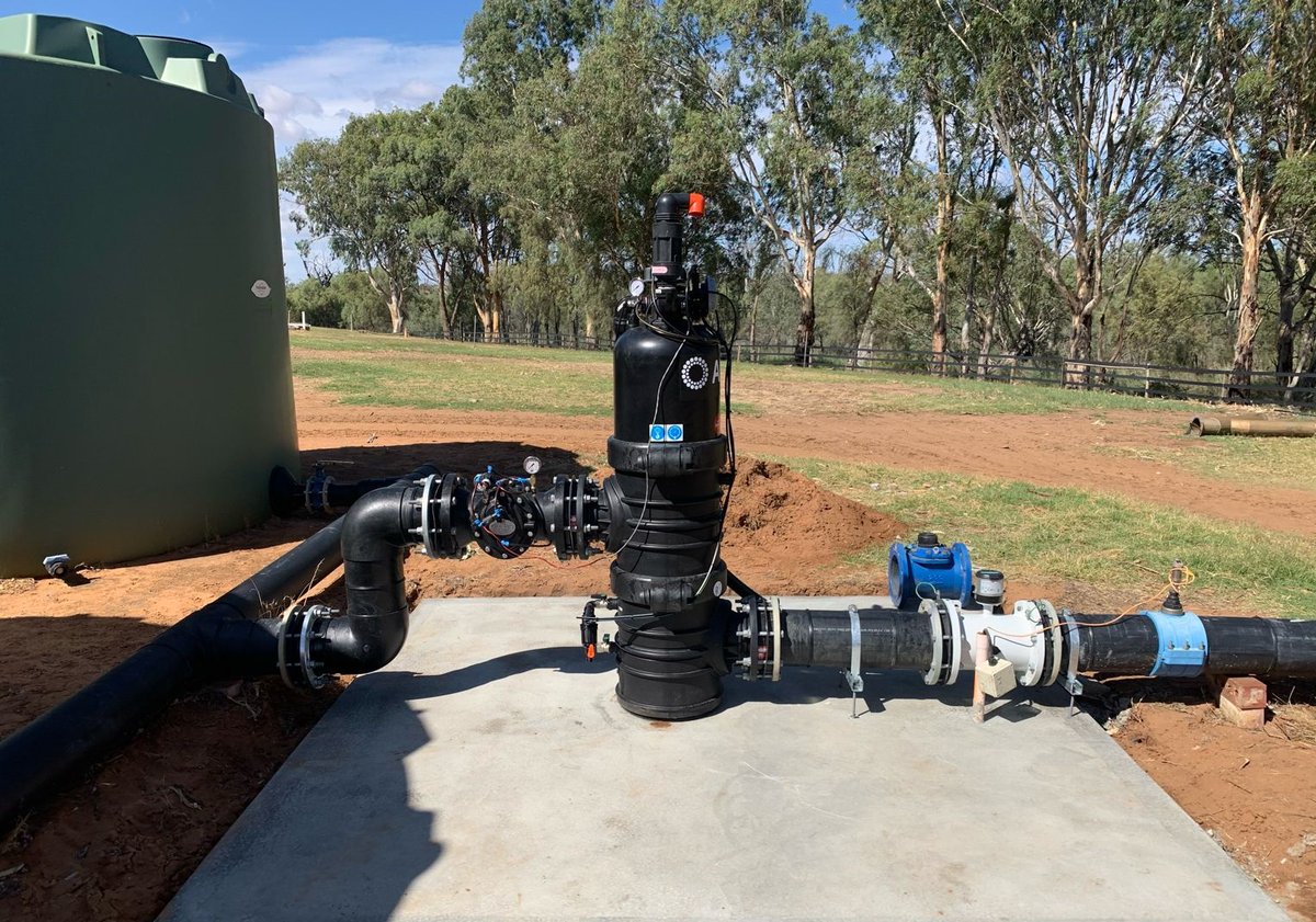 Otro Sigma Pro en servicio, esta vez en Australia. Esta unidad filtra el agua del río Murray a un grado de filtración de 130 micrones con un caudal de 130m3/h, para la protección de un sistema de riego #AmiadOriginal #MastersOfFiltration