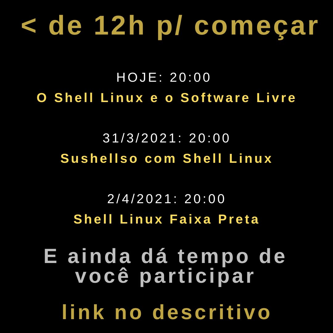 juliobash's tweet photo. ⌛ menos de 12 horas para meu curso de Introdução ao Shell Linux, 100% online e gratuito. Serão 3 aulas além de um robusto material didático.Sinceramente, as inscrições podem ser encerradas a qualquer momento.
https://t.co/kuWztpExQn
#root #devops #linux #shell #shelllinux #unix https://t.co/x8qCvuMw7G
