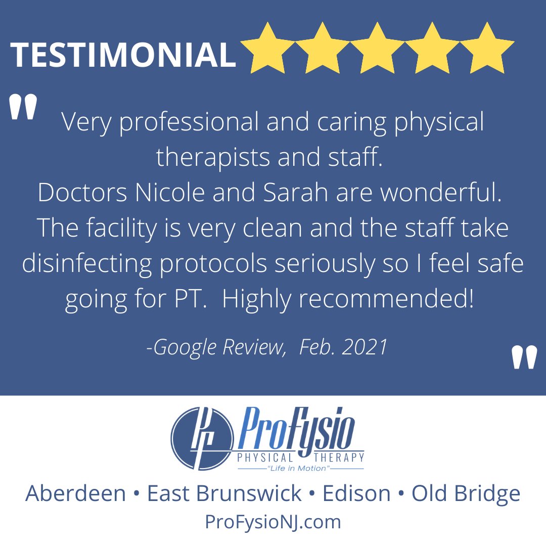 ProfysioNJ's tweet photo. 🤩 Testimonials make us happy! 
Get started today https://t.co/YkVZlKYg7H

#physicaltherapy #ProFysioPhysicalTherapy #testimonial #wehavethebestpatients https://t.co/UPeWLnBXFO