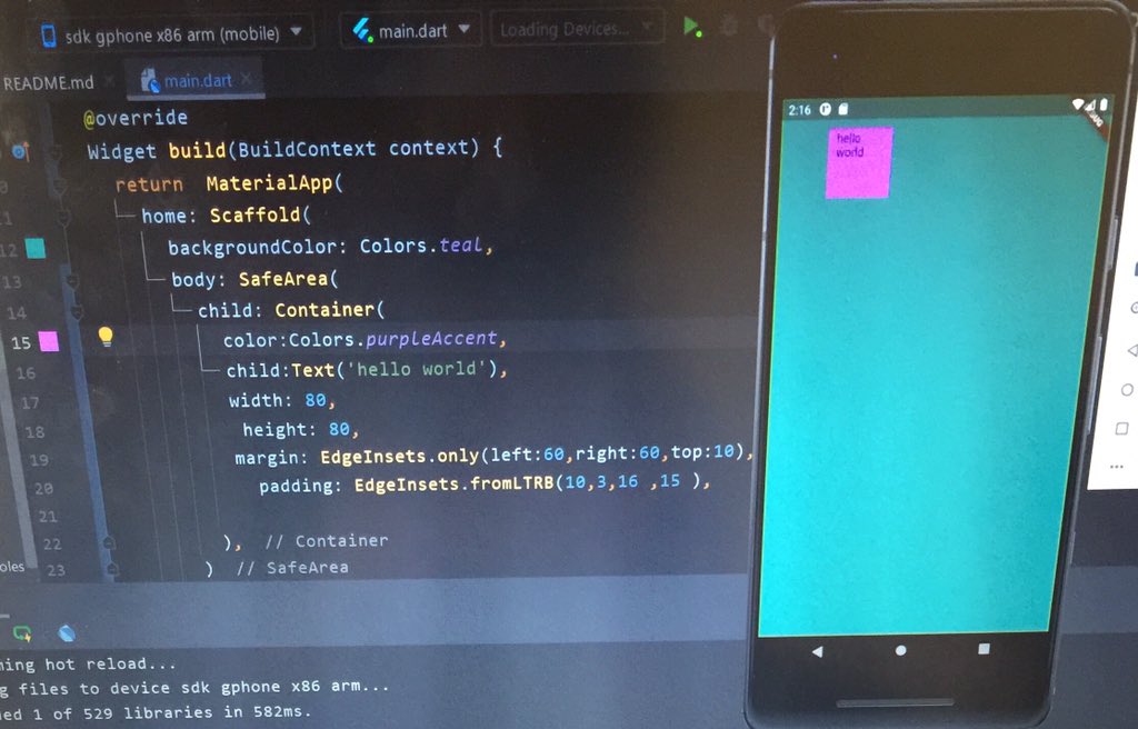 BaharHabibi14's tweet photo. Today we learned about safeArea container and it’s properties such as padding and margin .
@CodeToInspire
#AfghanGirlsCode
#Flutter
#Flutterdeve https://t.co/Woxz1EOYz8