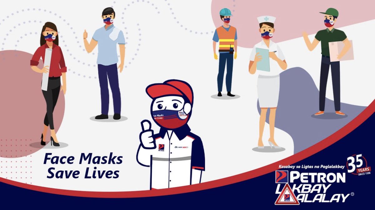 Petron_Corp's tweet photo. Always wear your mask to help our frontline heroes in their fight against COVID-19!

#KasabaySaLigtasNaPaglalakbay
#PetronLakbayAlalay
#FaceMasksSaveLives https://t.co/aN8KfqSqe3