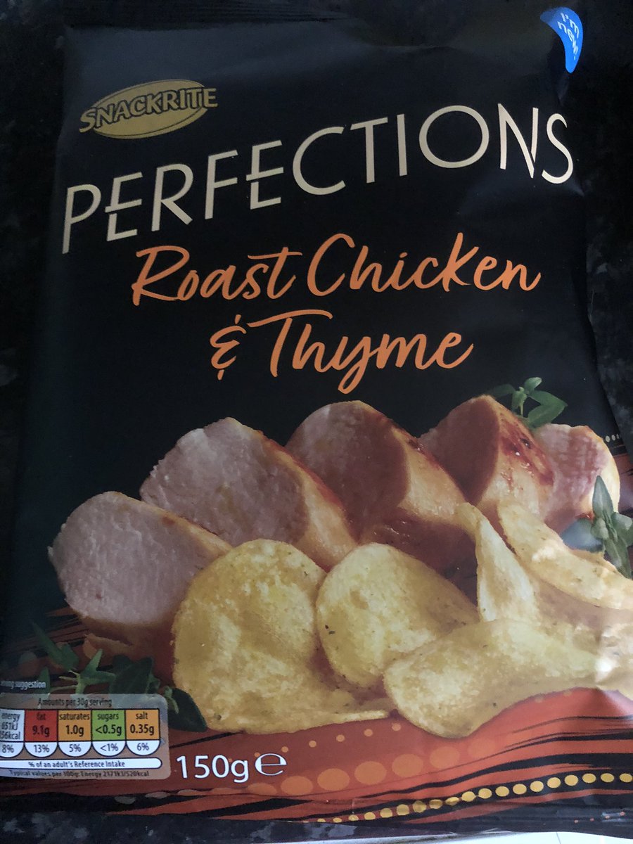 Debb1e_H's tweet photo. Does anyone know what the natural@flavourings are in the Aldi  Perfextions roast chicken and thyme crisps are please? Obviously I know chicken and thyme but I would like to know what the chicken flavour is made from. Thanks #AldiUK https://t.co/T4LFs4NhCM