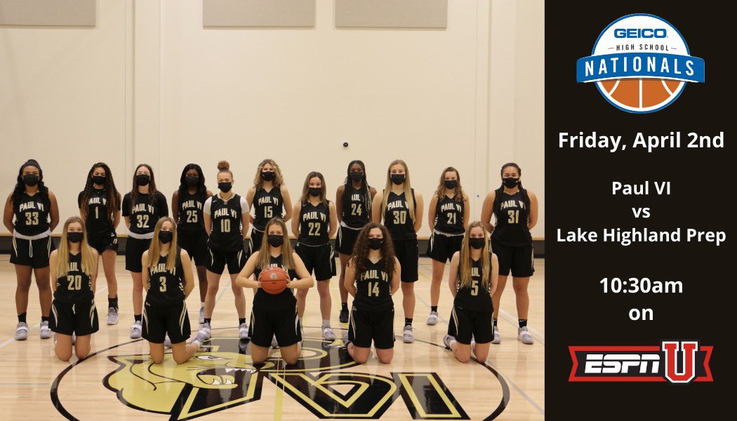Make sure you tune in Friday to see your Lady Panthers in the GEICO Nationals Semifinal!! 10:30am on ESPNU!!

<a href="/PaulVICatholic/">St. Paul VI Catholic High School</a> @pvisports @WhosNextHS <a href="/Nike/">Nike</a> <a href="/TDNike/">Tony Dorado</a> @JillNoe <a href="/WCACSports/">Washington Catholic Athletic Conference</a>