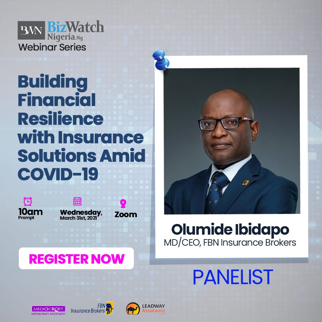 BizWatchNigeria's tweet image. Join us BizWatch Nigeria in a session with MD/CEO FBN Insurance Brokers, Olumide Ibidapo as we discuss;

BUILDING FINANCIAL RESILIENCE WITH INSURANCE SOLUTIONS AMID COVID-19

Date: Wednesday, March 31, 2021
Time: 10:00am

Register here: zcu.io/YaN5