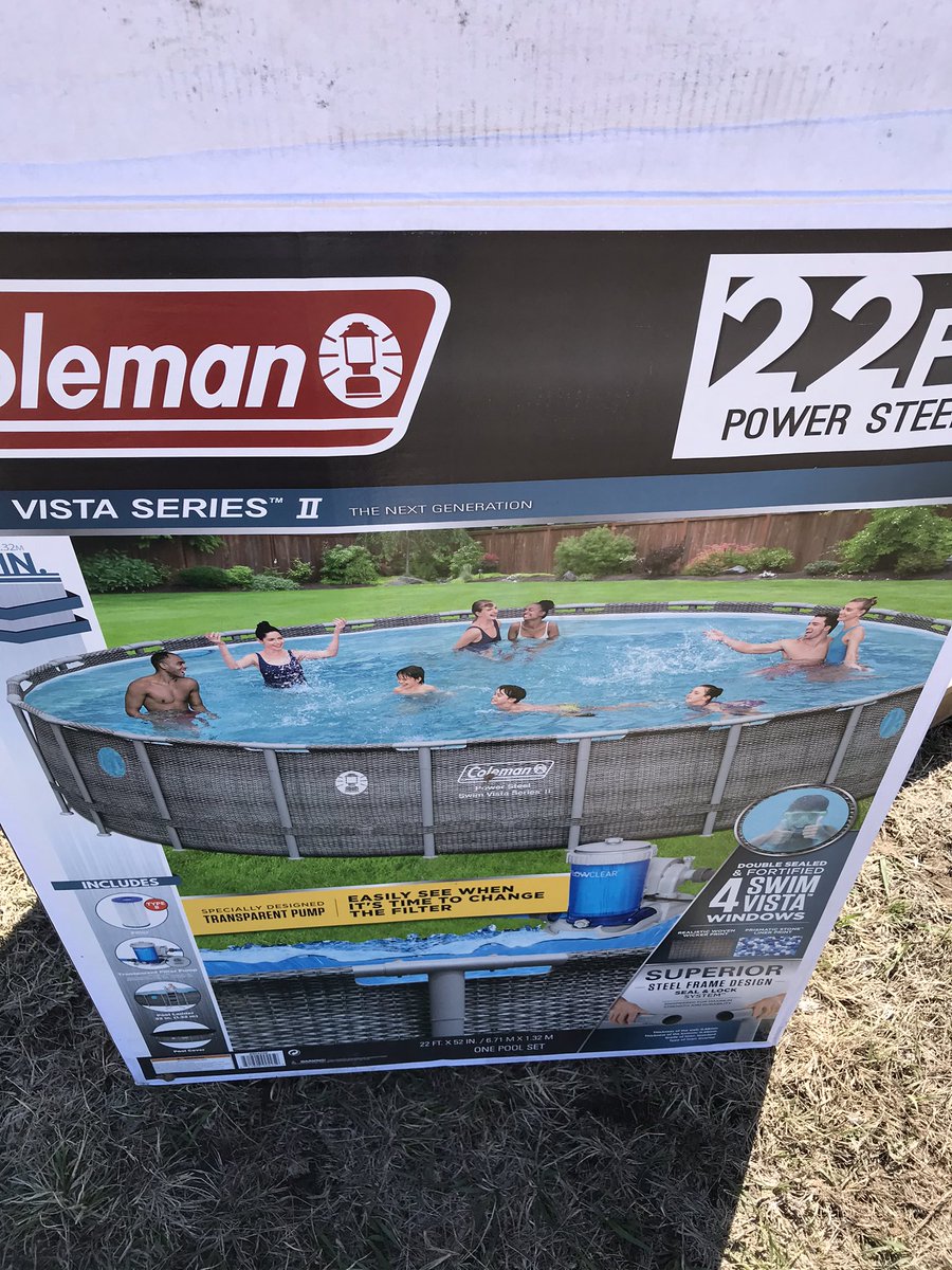 Ashley58202365's tweet photo. It’s not even April and we are out setting up this massive pool! I am are a Polar Plunge this Thursday (April 1, no fooling) for any of you brave souls in the area!!! Please come check it out at least!! #Tryazon #Bestway #BestwaySpringSwim https://t.co/YPga6jNcB2
