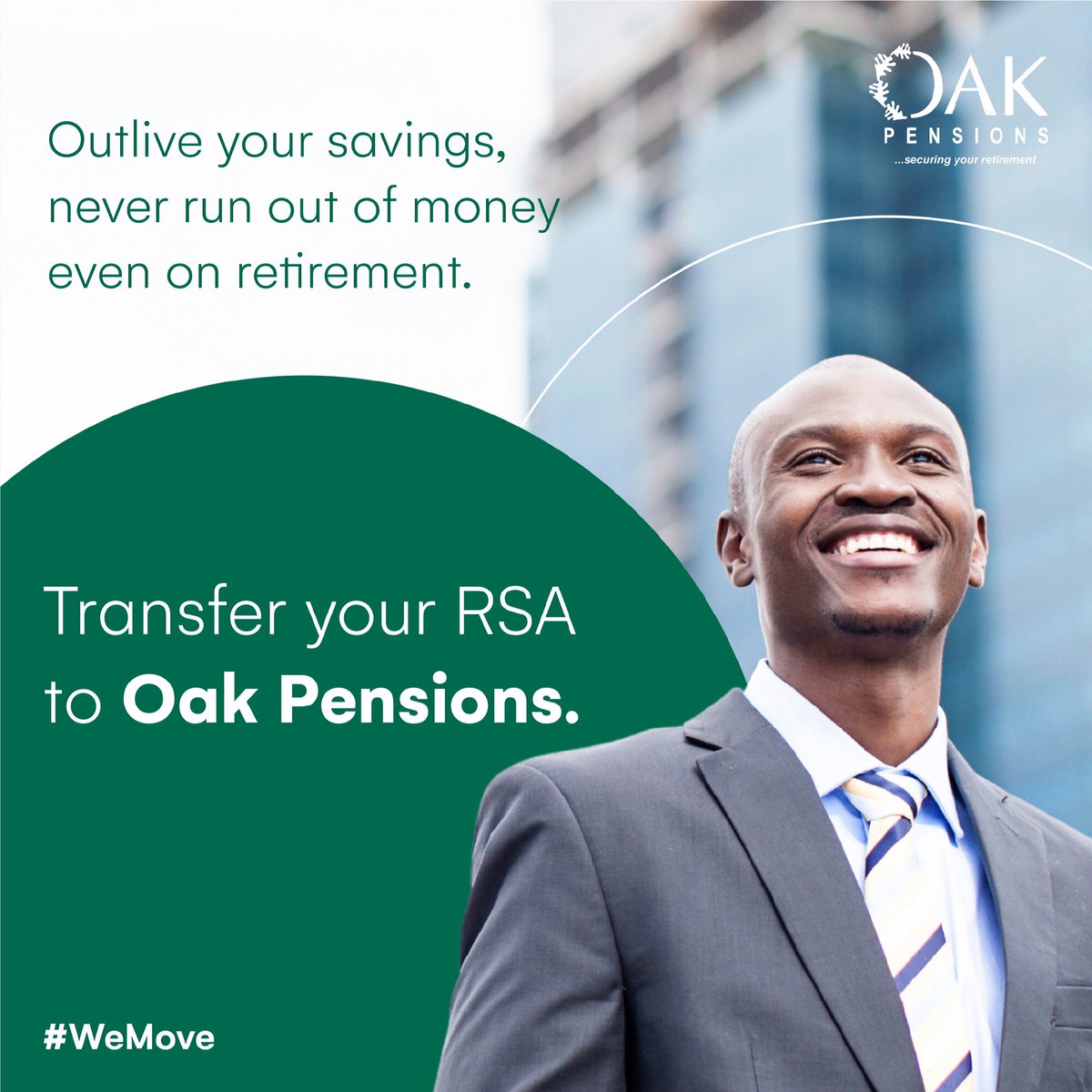 oakpensionsltd's tweet photo. Outlive your savings, never run out of money even on retirement. Transfer your RSA to Oak Pensions.
#WeMove #OakPensions #RetireToday #RetireWithOak https://t.co/tIQKEtMXc5