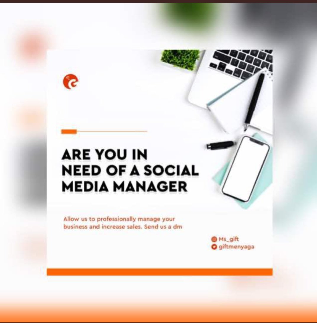 i_ekene_'s tweet photo. Are you in need of a competent social media manager for your brand? 
Do you need great content and someone who can bring the best for you brand?

Then @giftmenyaga is the one for you.

You can send her a DM for more information.. 🙏 https://t.co/Pjen8hZFW3