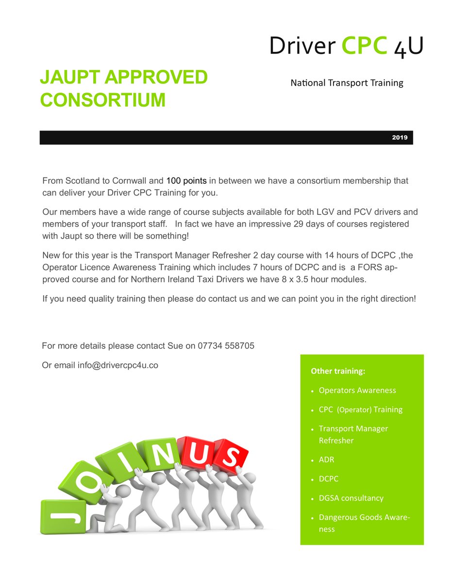 DriverCPC4U1's tweet photo. Join our Jaupt approved consortium for all your training needs. #drivercpc #training #35hours #drivercpc4u 
https://t.co/LP5LhM5c6M https://t.co/gmk3D1swy7