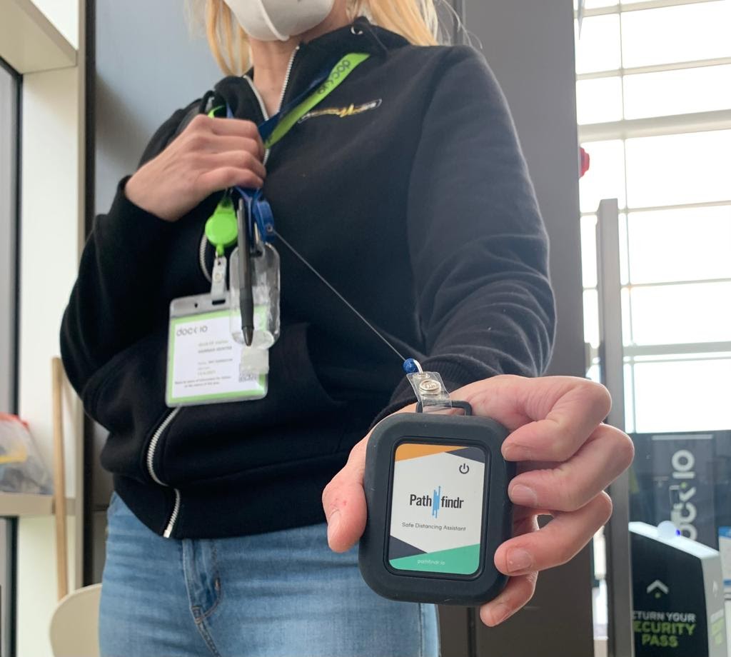 PremierMedics's tweet photo. Check this out! @Pathfindr - This is one of the new tools Productions are now using to help keep their crew safely distanced. "The device emits a short audible or vibrating alarm when another wearer is detected within 2 metres." https://t.co/xO3DEYJ2Sq