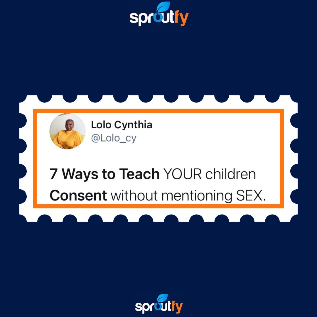 Sproutfy's tweet photo. Check out ways to talk to children about consent. Always remember to inform them a No means No. 
#children #childrenmatters #childeducation #childsafety #realparentingmoments #parentinglife
Credit:@Lolo_cy https://t.co/EmvprWEqVb