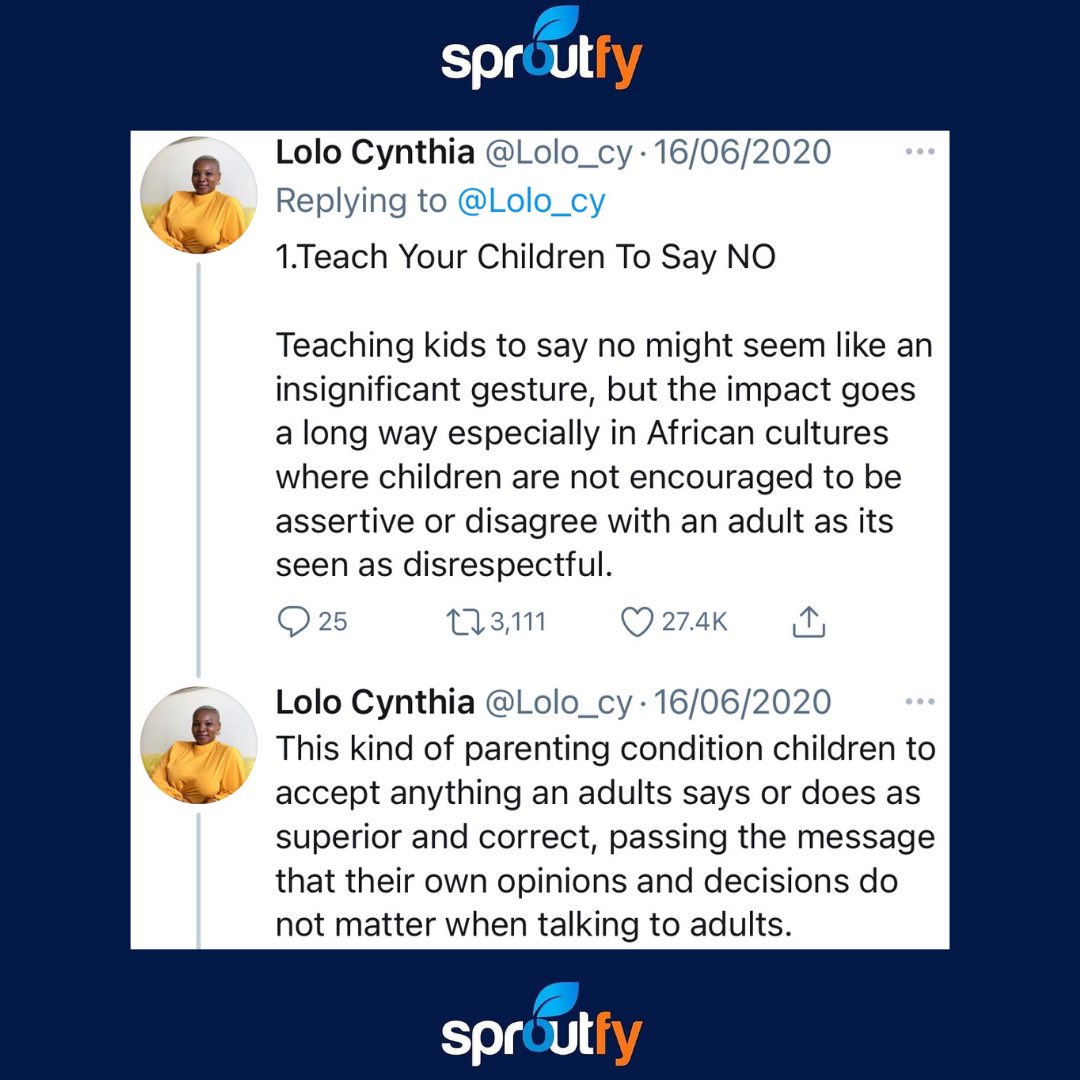 Sproutfy's tweet photo. Check out ways to talk to children about consent. Always remember to inform them a No means No. 
#children #childrenmatters #childeducation #childsafety #realparentingmoments #parentinglife
Credit:@Lolo_cy https://t.co/EmvprWEqVb