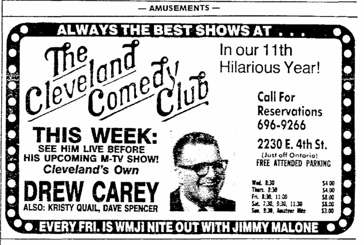 SkrticX's tweet photo. .@DrewFromTV at the #Cleveland Comedy Club. Every Friday is #WMJI Nite Out with @malonespeaking Source: @Cleveland_PL from March 31, 1989 @ThePlainDealer https://t.co/7oUnAcHTDu