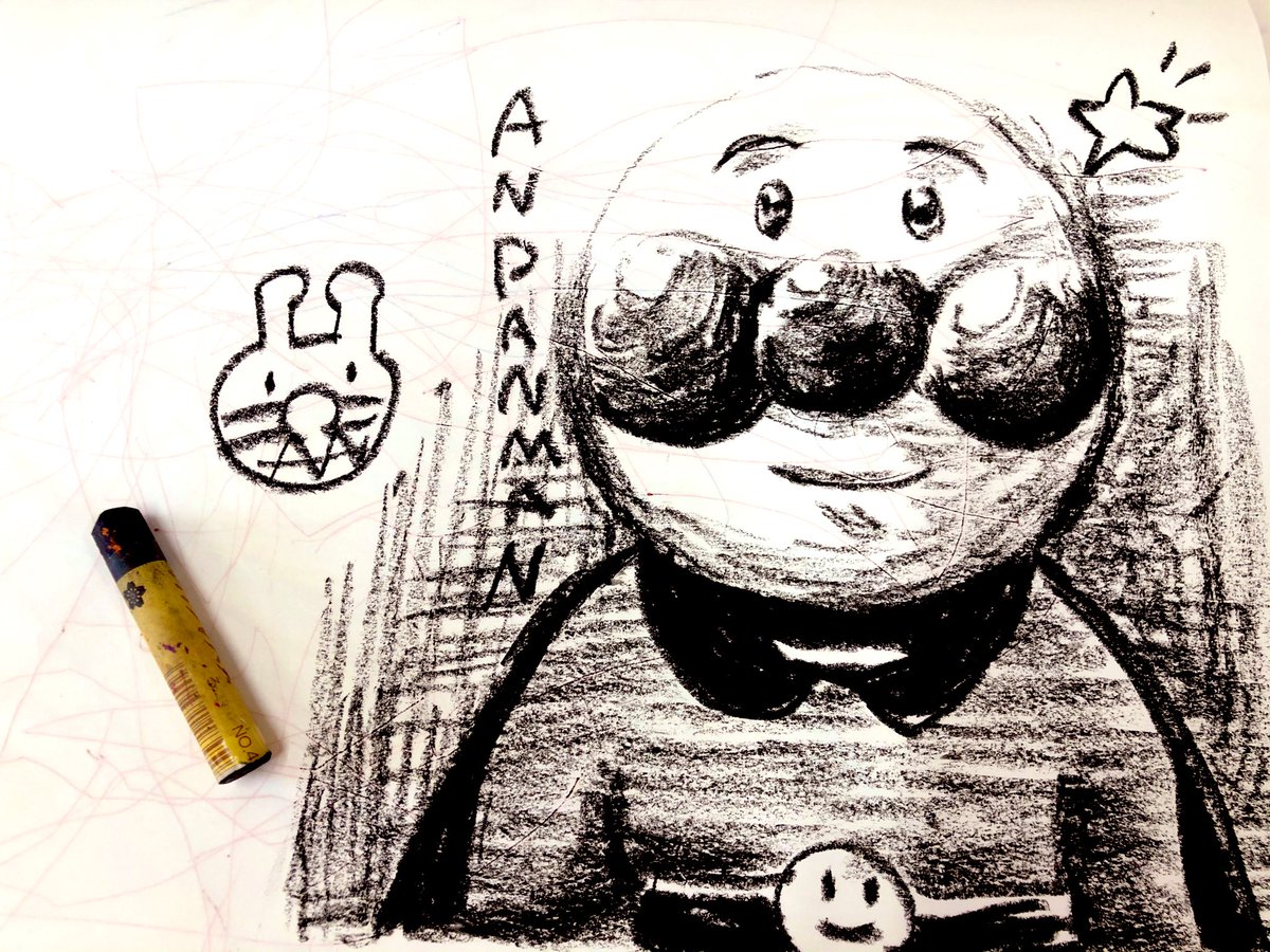 久しぶりにクレヨンでお絵描きしました。餡男描きました。 