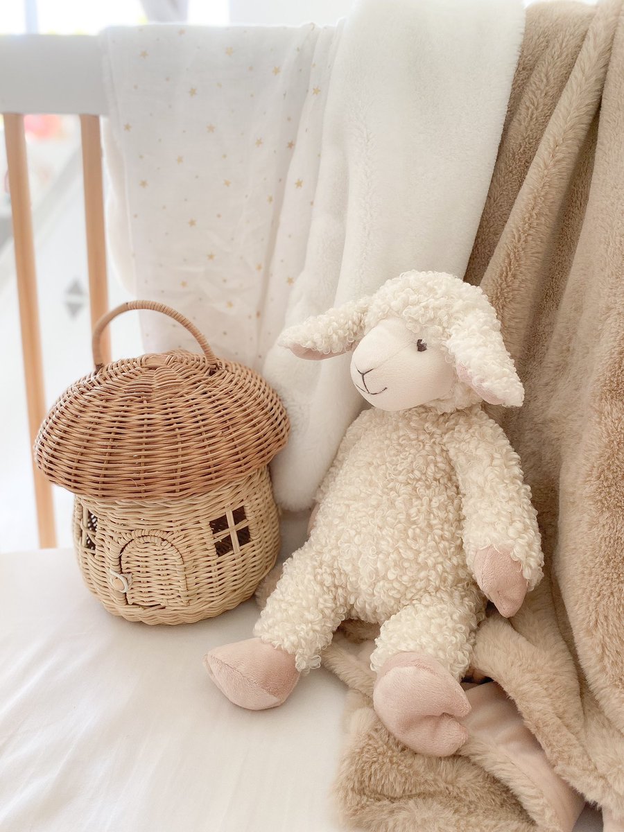 Lalalove Lafayette the 🐑 ! Beautiful soft curly fabric, and unbelievable snuggly. Perfect for play and room accent. #lovemonami #lamb #lambplush #plushiesofinstagram #nurserydecor #plush #lambsofinstagram #neutraldecor #neutralstyle #neutralnursery