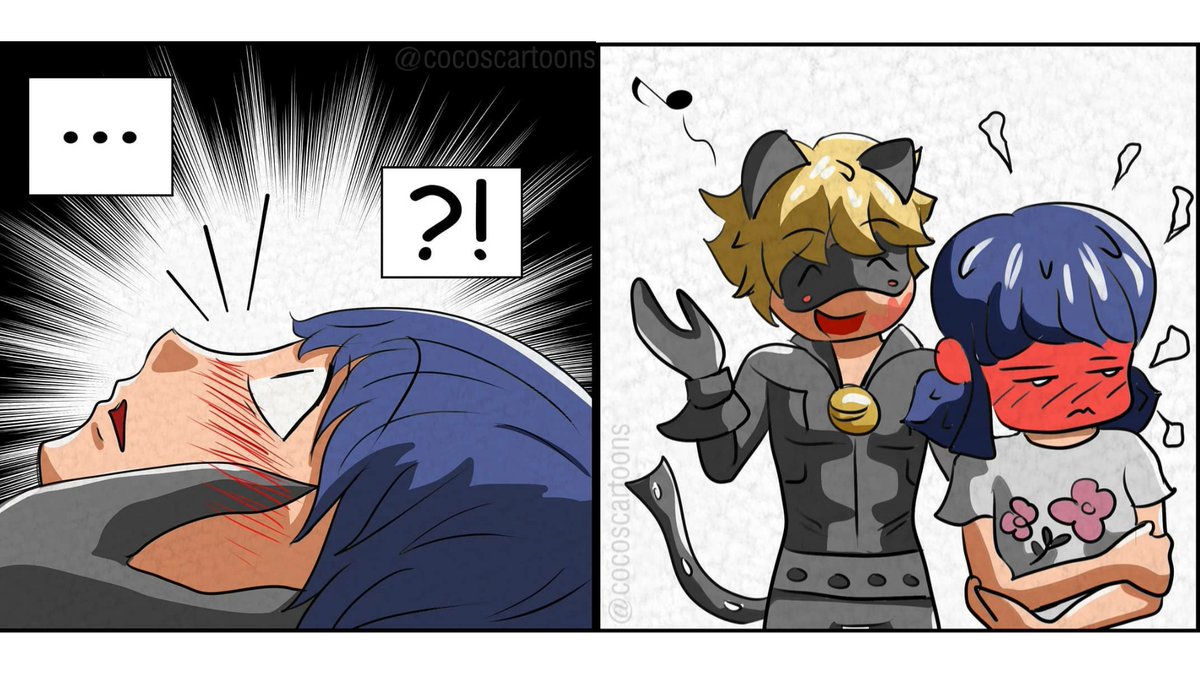 "I'm never gonna play Twister with you again.." Marinette said while blushing very much.