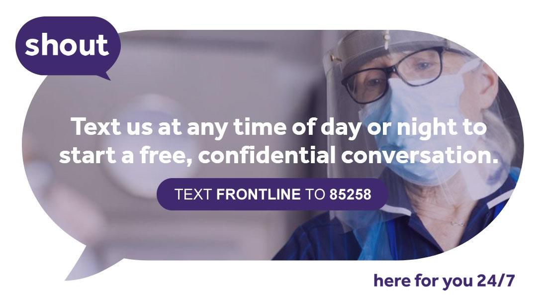 As part of  @OurFrontlineUK,  @GiveUsAShout provides a free 24/7 text line for social care &  #NHS staff working to help you to look after your  #mentalhealth and  #wellbeing. Text FRONTLINE to 85258 to talk by text with a trained volunteer.2/4