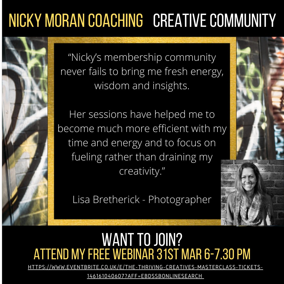It's not too late to sign up for my Thriving Creatives masterclass on Wednesday. Find out ways to help you achieve your creative potential 👇eventbrite.co.uk/e/the-thriving…