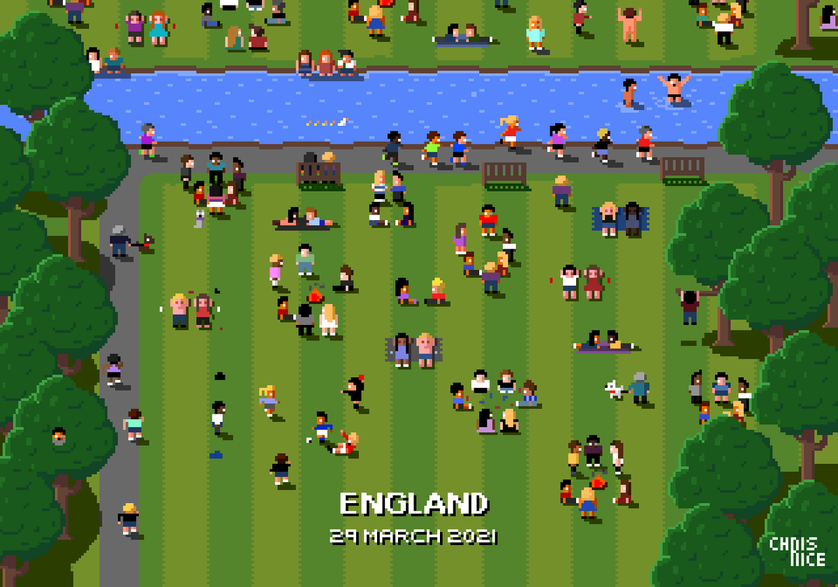 C_RiceArt's tweet photo. England. 29th March 2021. Be Sensible. #ruleofsix #lockdown https://t.co/4etVngOHld