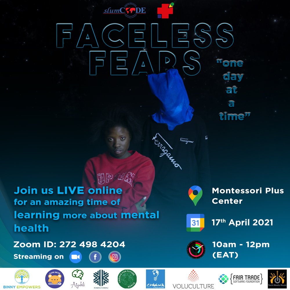 solomonojalo's tweet photo. Faceless Fears
On the 17th of April we will be hosting an online event dubbed Faceless Fears which aims to be address the current rise in suicide among teens and youth globally. The event will have panel discussions, art showcasing and live performance. https://t.co/X8cAzZvTzC
