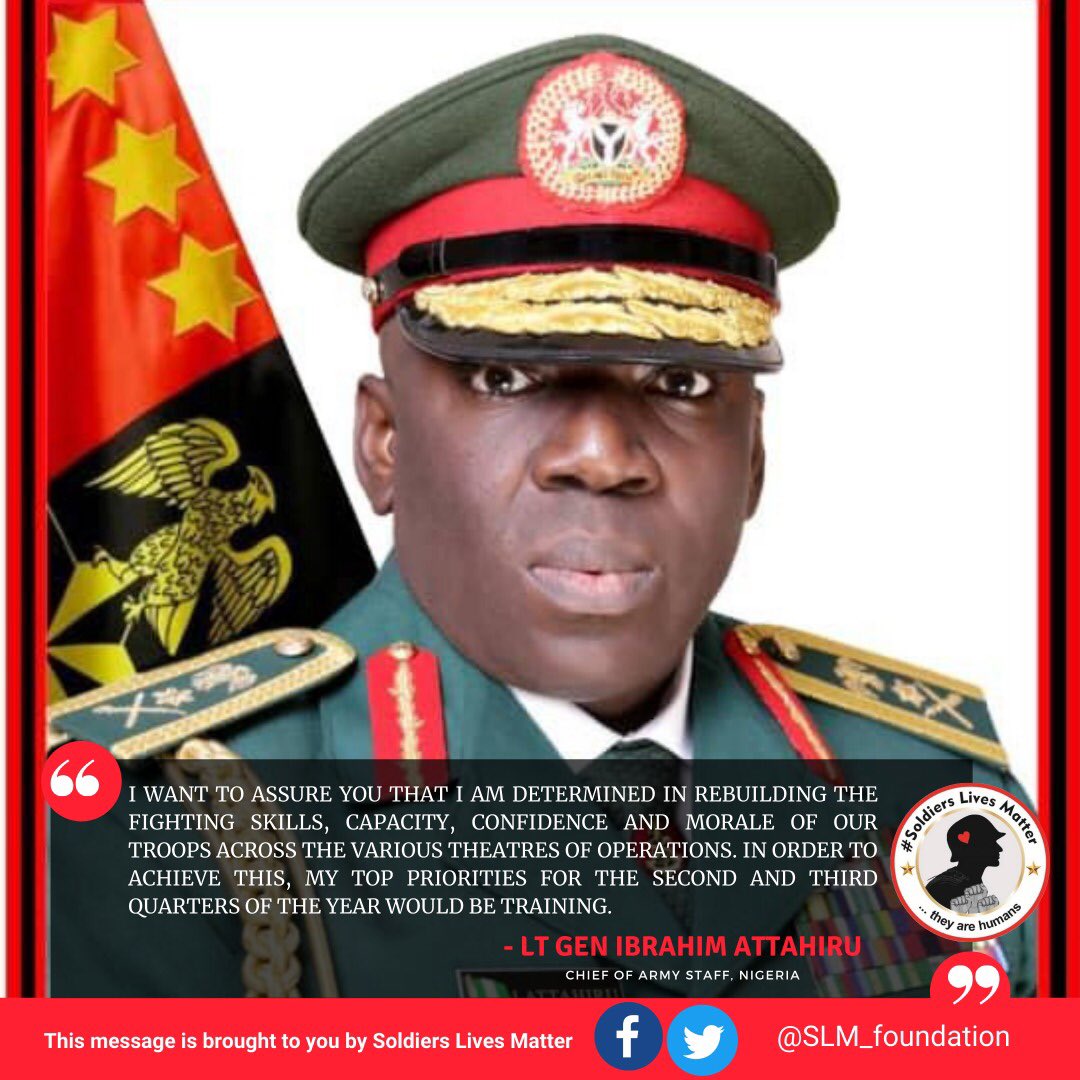 SLM_foundation's tweet photo. let me appreciate all the officers and soldiers of the Nigerian Army for their unrelenting sacrifice and efforts in ensuring that the Nigerian Army fulfils its constitutional responsibilities. ~ Lt Gen Ibrahim Attahiru #COASconference2021 https://t.co/A1N6QBSq9K